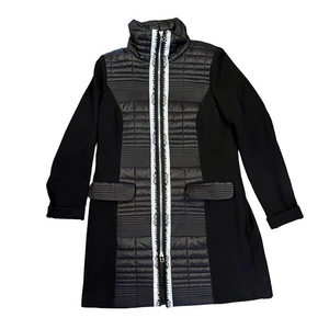 I’cona Luxe Black Active Sport Long Padded Zip Up Jacket Coat funnel neck XS